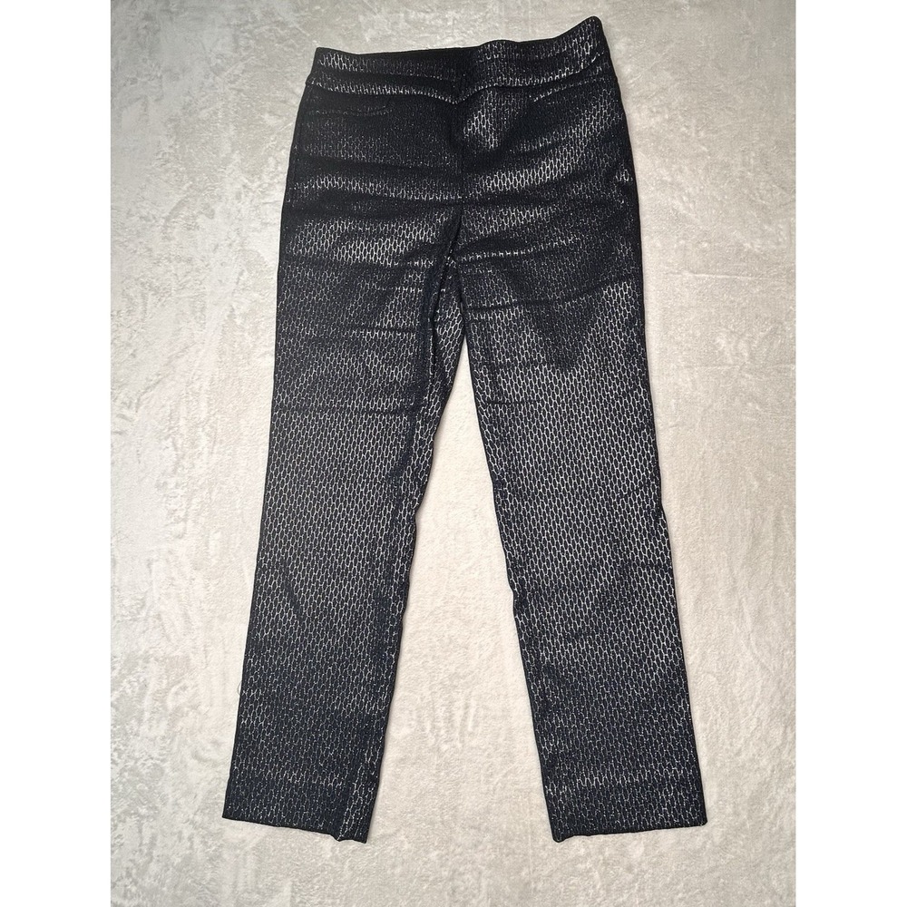 Chicos Womens 1R‎ ( US 8 ) Brigitte Deco Pull On Slim Ankle Blue Silver Pants